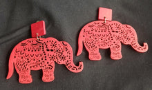 Load image into Gallery viewer, Lucky African elephant Wooden Clip on Earrings
