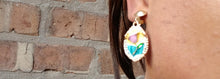 Load image into Gallery viewer, Pop Art Flower Oil painting Earrings Clip on Style small 1.5 inch
