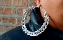 Load image into Gallery viewer, Extra large bling acrylic chain hoops pierced ears
