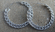 Load image into Gallery viewer, Extra large bling acrylic chain hoops pierced ears
