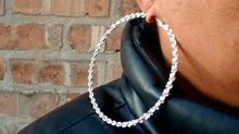 Load image into Gallery viewer, Extra large chain hoops pierced ears
