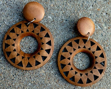 Load image into Gallery viewer, Handmade Natural Wood  Boho Clip On Dangle Earrings

