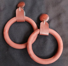 Load image into Gallery viewer, Handmade Chunky Wooden Hoop Clip On Earrings
