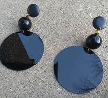 Load image into Gallery viewer, Extra large Handmade Acrylic and Wood Geometric Earrings (pierced ears)
