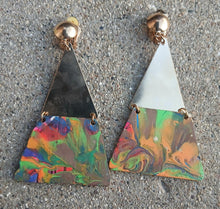 Load image into Gallery viewer, Handpainted Handmade  Natural Wood Abstract Design Clip On  Earrings
