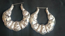 Load image into Gallery viewer, Silver Vintage Style Hip Hop Extra Large Bamboo Earrings
