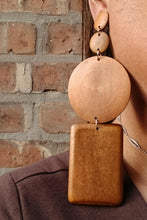Load image into Gallery viewer, Extra large Handmade Natural Wood Geometric Earrings (pierced ears)
