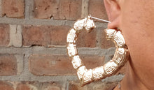 Load image into Gallery viewer, Large Heart Bamboo Earrings gold
