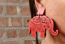 Load image into Gallery viewer, Lucky African elephant Wooden Clip on Earrings
