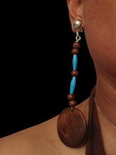 Load image into Gallery viewer, Handmade light boho paper bead and wood Dangle Clip On Earrings 3.5 inch
