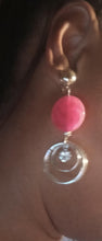 Load image into Gallery viewer, Handmade Acrylic and metal Hoop Clip On Earrings 3 inch
