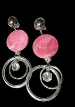 Load image into Gallery viewer, Handmade Acrylic and metal Hoop Clip On Earrings 3 inch
