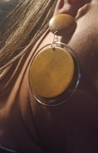Load image into Gallery viewer, Handmade Extra large Natural Wood and Hoop Clip On Earrings 4 inch
