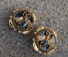 Load image into Gallery viewer, Victorian Queen bee Gold  Stud Clip On Earrings
