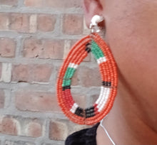 Load image into Gallery viewer, Handmade Maasai Beads Large African Hoop Earrings Clip on
