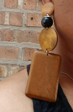 Load image into Gallery viewer, Extra Large Handmade Natural Wood chunky boho Earrings (pierced ears)
