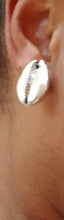 Load image into Gallery viewer, Clip On large Cowrie Shell Cluster Earrings silver
