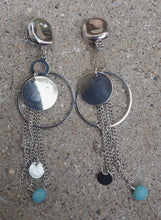 Load image into Gallery viewer, Minimalist Hoop and chain clip on Earrings 3 inch
