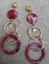 Load image into Gallery viewer, Handmade Acrylic and metal Multi Hoop Clip On Earrings multi color 5 inch
