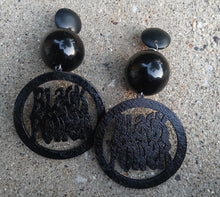 Load image into Gallery viewer, Handmade Unique  afrocentric Statement Wood Clip On Earrings black power
