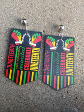 Load image into Gallery viewer, Clip On Wood Afrocentric Juneteenth Design Earrings
