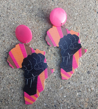 Load image into Gallery viewer, Handmade Unique  afrocentric pop art Wood Clip On Earrings black power
