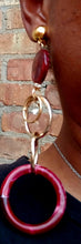 Load image into Gallery viewer, Handmade Acrylic and metal Multi Hoop Clip On Earrings multi color 5 inch
