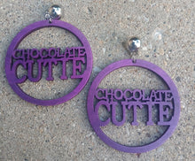 Load image into Gallery viewer, Unique  afrocentric Statement Wood Clip On Earrings Chocolate Cutie
