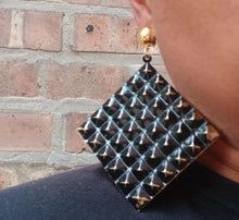 Load image into Gallery viewer, Light Large Hammered Metal Clip On Earrings gold 3.5 inch extra large
