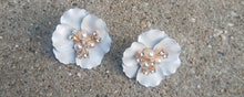 Load image into Gallery viewer, Handmade Metal Flower Clip on Earrings
