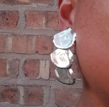 Load image into Gallery viewer, Silver metal Sea Shell Clip On Earrings Beach Boho Style
