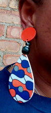 Load image into Gallery viewer, Pop art design Wood Clip On Dangle Earrings
