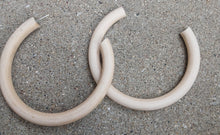 Load image into Gallery viewer, Extra Large Chunky Natural Wood Hoop Earrings, 3.5 Inch Lightweight Statement Jewelry
