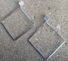 Load image into Gallery viewer, Silver Metal square Hoop Clip On Earrings
