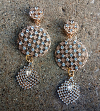Load image into Gallery viewer, Handmade rhinestone dangle clip on earrings handmade originals

