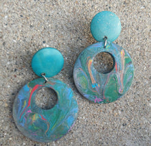 Load image into Gallery viewer, Handpainted Wooden Abstract Clip On Earrings – Natural Design
