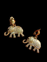 Load image into Gallery viewer, Rhinestone  Lucky Elephant Clip On Earrings gold
