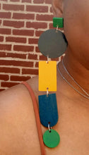 Load image into Gallery viewer, Handmade Modernist Colorblock Handpainted wood  Clip on earrings custom
