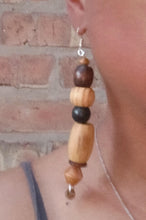 Load image into Gallery viewer, Handmade chunky vintage Wood Bead Earrings (5 inch)
