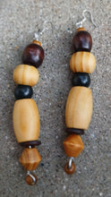 Load image into Gallery viewer, Handmade chunky vintage Wood Bead Earrings (5 inch)
