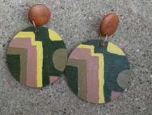 Load image into Gallery viewer, Abstract Handpainted Wooden Clip-On Earrings – Lightweight, Natural Design
