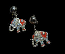Load image into Gallery viewer, Rhinestone  Lucky Elephant Clip On Earrings silver
