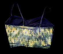 Load image into Gallery viewer, Handpainted vegan leather mudcloth print bralet top size medium
