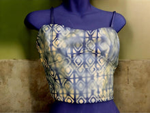 Load image into Gallery viewer, Handpainted vegan leather mudcloth print bralet top size medium

