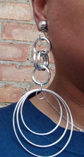 Load image into Gallery viewer, Handmade Silver Metal Multi Hoop Clip On Earrings 5 inch
