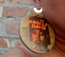 Load image into Gallery viewer, Handmade Angela Davis Activist Black Leader Wooden Earrings pierced ears
