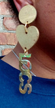 Load image into Gallery viewer, Clip On handpainted Afrocentric wooden statement Love Locs Design Earrings
