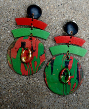 Load image into Gallery viewer, Abstract Handpainted Wooden Earrings Clip on
