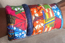 Load image into Gallery viewer, Vintage Chunky Mixed media Ankara Bangle Set of 8
