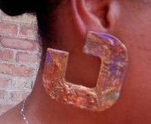 Load image into Gallery viewer, Abstract Handpainted Wood Clip On Earrings
